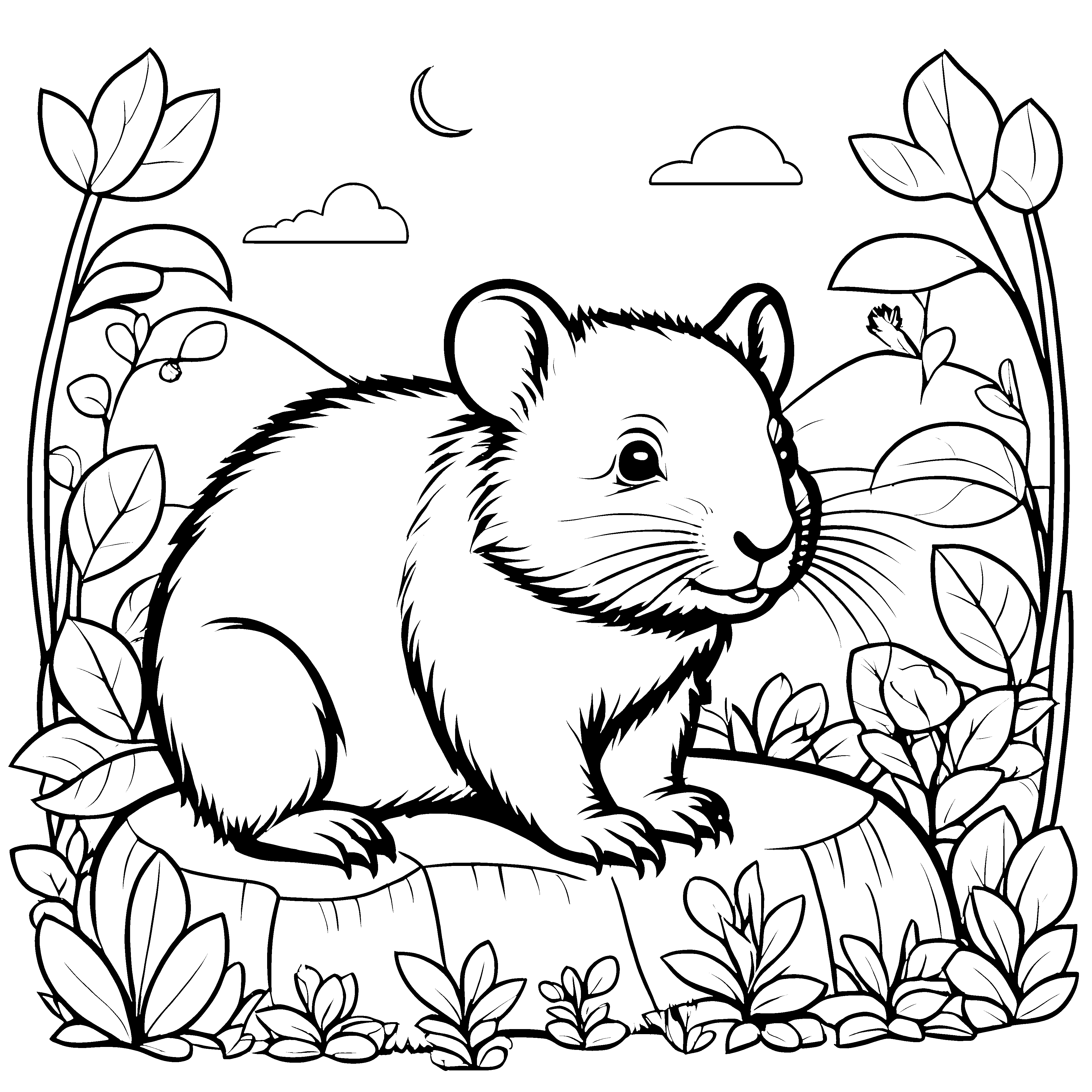 Schüchterner Baby-Wombat auf einem hübschen Felsen Ausmalbild für kreative Träumerinnen
