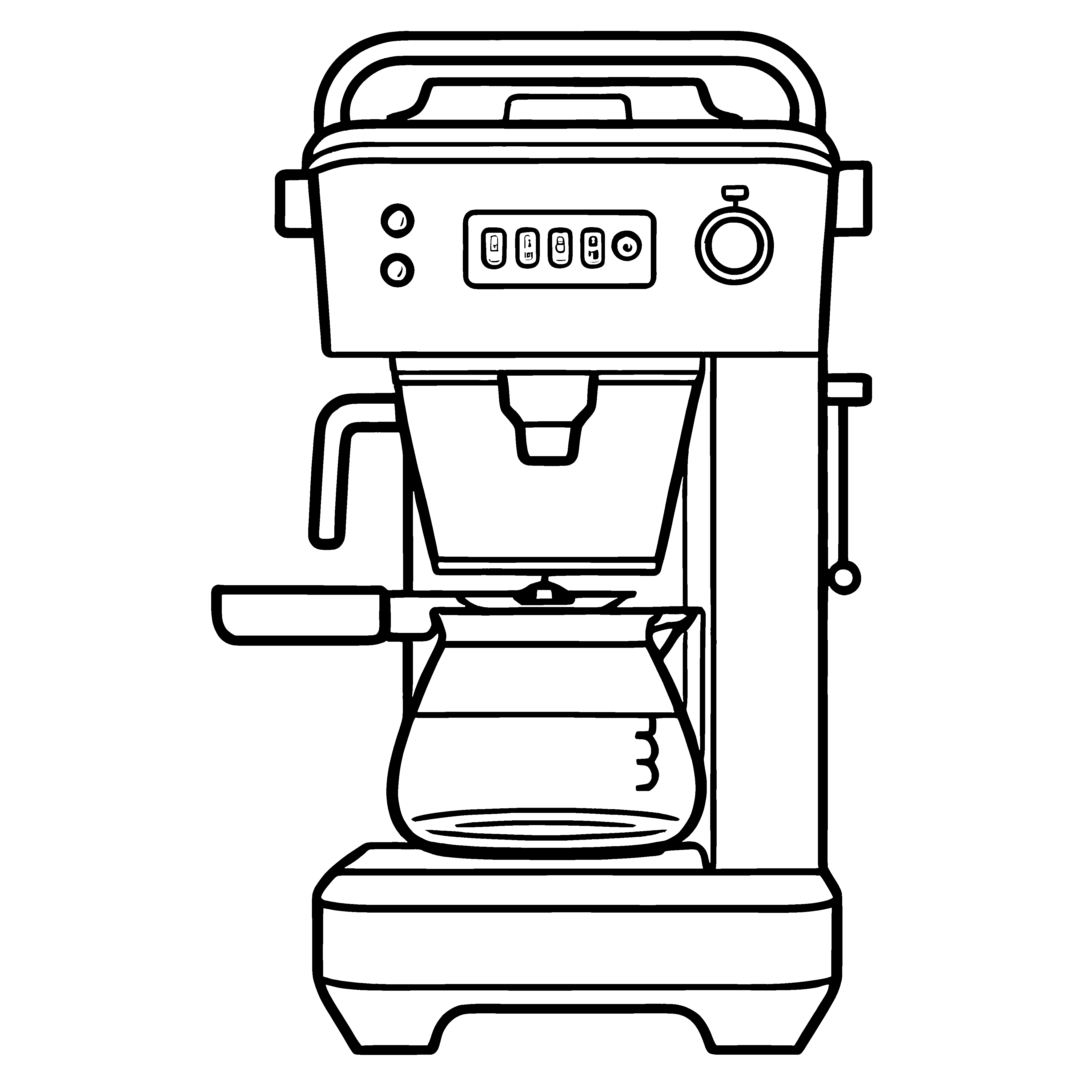 Schicke Kaffeemaschine mit drei tollen Tassen Ausmalvorlage für kleine Kaffeeliebhaber