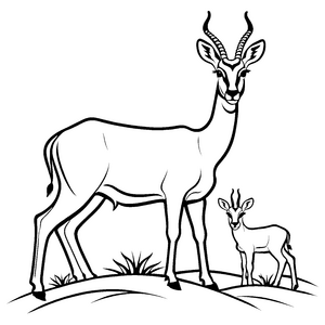 Neugierige Gazelle mit ihrem putzigen Kalb Malmotiv für kleine Weltenbummler und Tierfreunde
