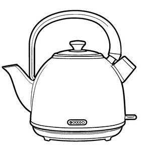 Eleganter Wasserkocher mit glänzendem Design Ausmalbild für kreative Küchenentdecker