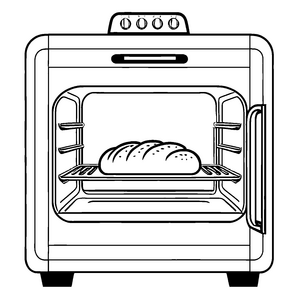 Leckeres Brot im offenen Backofen Ausmalbild für kleine Backkünstler