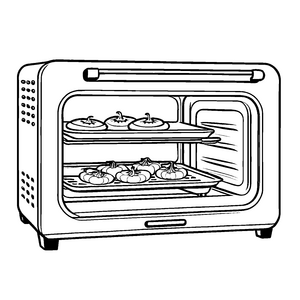 Leckere Muffins im offenen Backofen Malvorlage für kleine Backfreunde