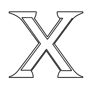 Kreatives X in moderner Form Ausmalbild für junge Buchstabenzauberer