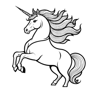 Schimmerndes Einhorn mit lebhaftem Mähnenmotiv Ausmalvorlage für fantasievolle Designer und kleine Traumbauer