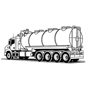 Beindruckender Tanklastwagen mit kräftigem Anhänger Ausmalbild für junge Transportfreunde
