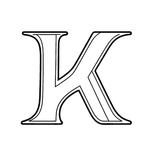 Schicker Buchstabe K in stylischer Malvorlage für mutige Wortakrobaten