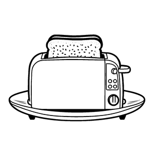 Leckere Brotscheibe im fröhlichen Toaster Malvorlage für alle kleinen Frühstücksliebhaber
