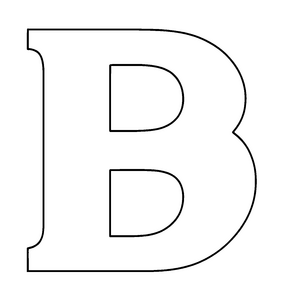 Kreativer Buchstabe B im modernen Schwarz-Weiß-Look Ausmalbild für kleine Schriftsteller mit Fantasie