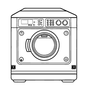 Kreativer Wäschetrockner mit stylischen Symbolen Ausmalbild für junge Haushaltsabenteurer