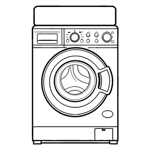 Klassische Waschmaschine mit verspieltem Fenster Ausmalbild für neugierige Haushaltsentdecker