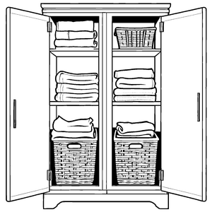 Kreativer Wäscheschrank mit bunten Handtüchern Bastelmotiv für kleine Ordnungskünstler