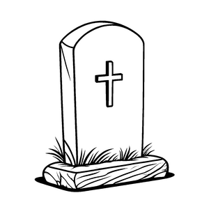 Geheimnisvoller Grabstein mit ergreifendem Kreuz Ausmalmotiv für mutige Geschichtenerzähler mit Herz und Fantasie