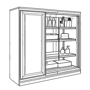 Vintager Spiegelschrank mit schönen Flaschen Bastelmotiv für kleine Sammlerherzen