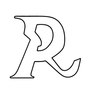 Stylisierter Buchstabe R im klaren Stil Malvorlage für kleine Wortzauberer