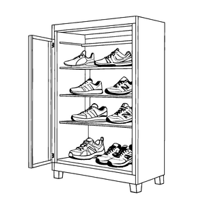 Faszinierender Schuhschrank mit stilvollen Schuhen Ausmalbild für kleine Fashionistas