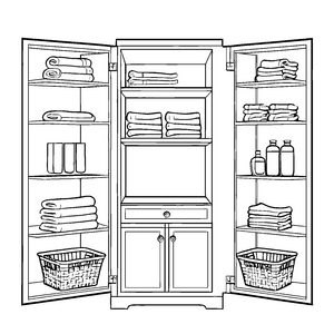 Kreativer Wäscheschrank mit praktischen Handtüchern Ausmalmotivation für junge Ordnungsliebhaber
