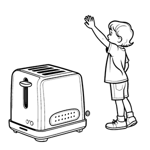Junger Toaster mit fröhlichem Jungen Motiv für aufgeweckte Frühstückskünstler