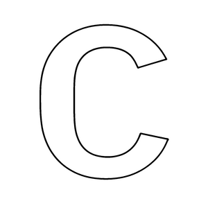 Kreatives C in einfacher Kontur Ausmalbild für fantasievolle Schriftgestalter