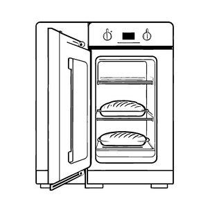 Bezaubernder Backofen mit frisch gebackenem Brot Ausmalvorlage für kleine Meisterbäcker