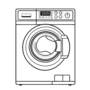 Moderne Waschmaschine mit digitalen Knöpfen Ausmalbild für kleine Technikentdecker