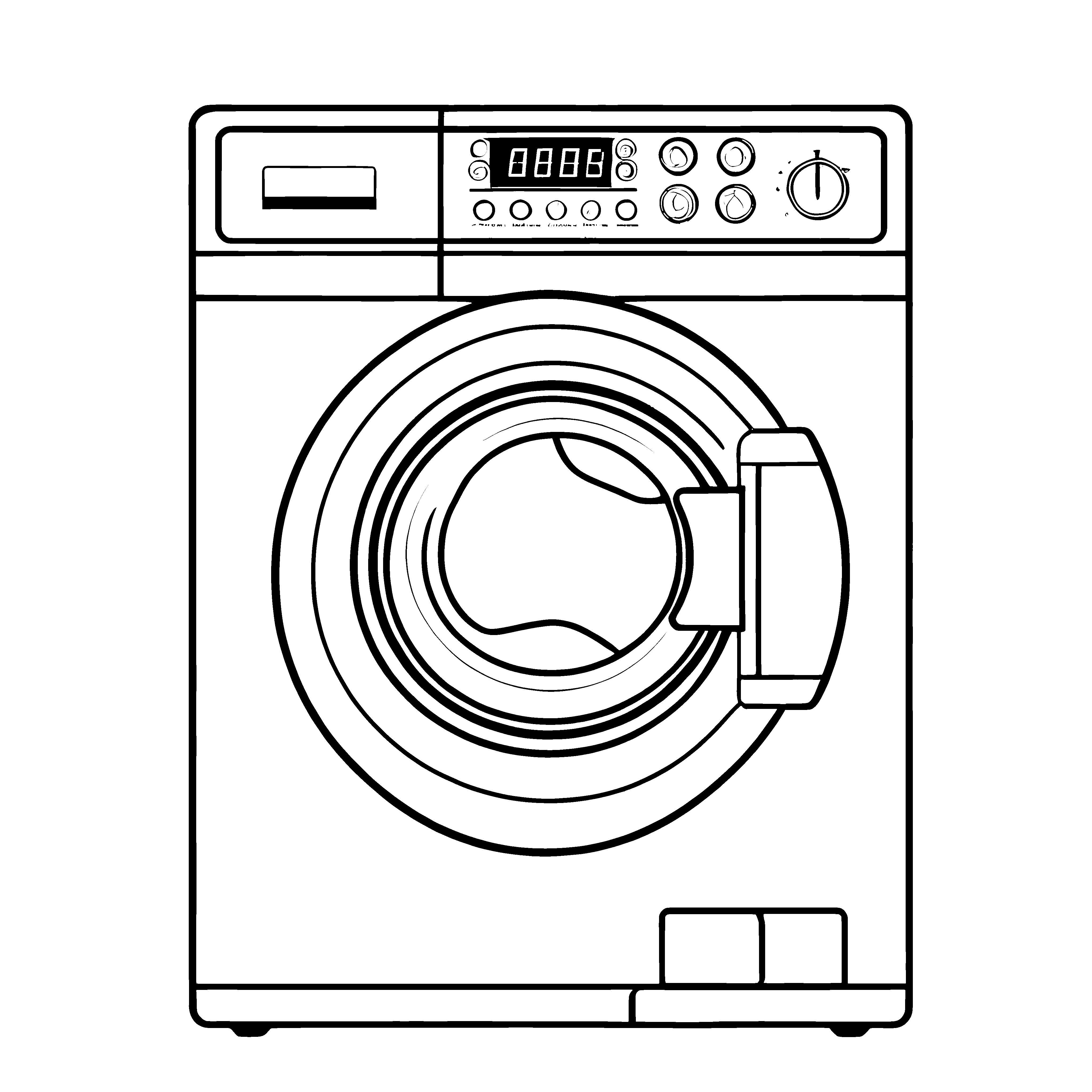 Moderne Waschmaschine mit digitalen Knöpfen Ausmalbild für kleine Technikentdecker