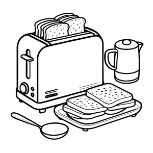 Moderer Toaster mit einzigartigem Brotgenuss Malvorlage für aufstrebende Küchenhelden