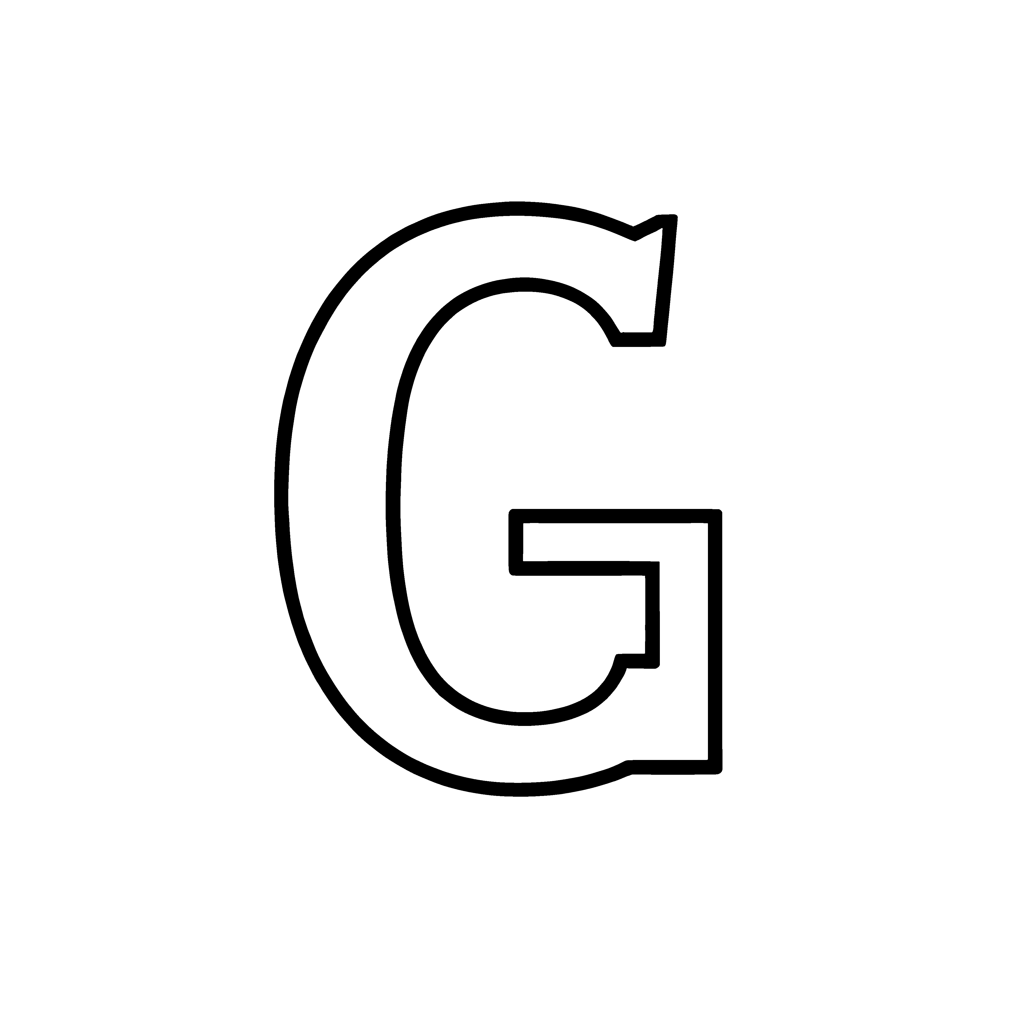 Glitzernder Buchstabe G als Ausmalvorlage für kleine Schriftzauberinnen