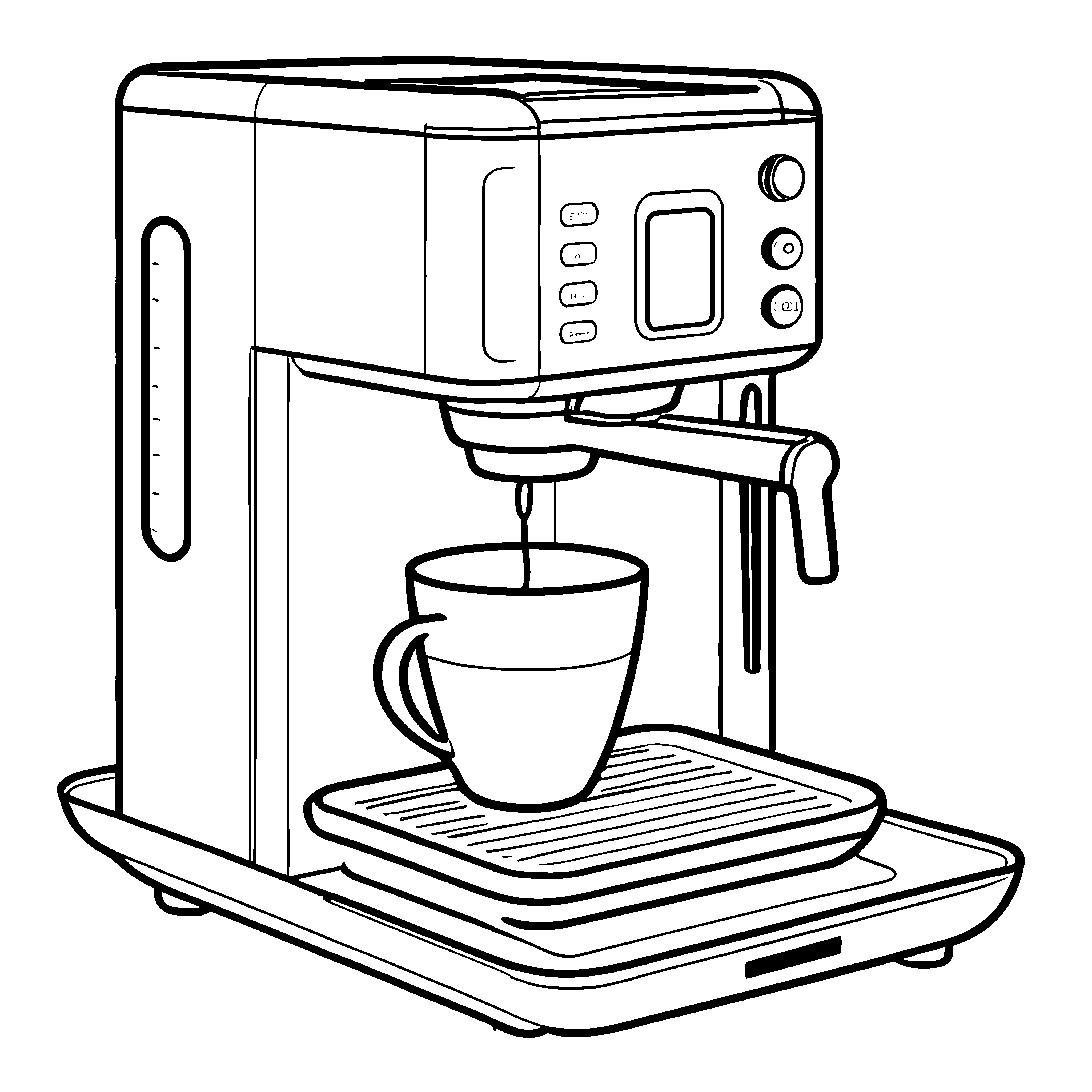 Klassische Kaffeemaschine mit köstlichem Kaffeetasse Malvorlage für neugierige kleine Baristas