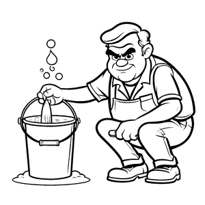 Miesepeter mit wütendem Wasserbehälter Ausmalvorlage für kleine Stimmungskünstler