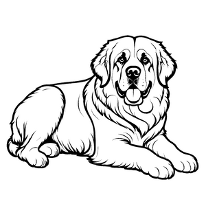 Freundlicher Bernhardiner mit fröhlichem Gesicht Ausmalbild für kreative Hundefreunde