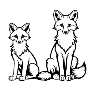 Zwei neugierige Fuchs-Welpen mit langen Schwänzen Ausmalbild für kleine Entdecker mit Fantasie