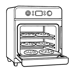 Kreativer Backofen mit bunten Donuts und Keksen Ausmalmotiv für fantasievolle Küchenschätze
