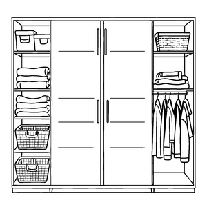 Bunter Hochschrank mit vielen Kleidungsstücken Malvorlage für kleine Modeschöpfer