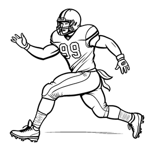 Rasanter American Football Spieler mit Ball auf dem Feld Ausmalvorlage für mutige Bewegungskünstler