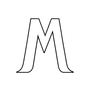 Magisches M in stilvollem Schwarz-Weiß Ausmalbild für kleine Zeichenzauberer