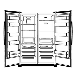 Vielfältiger Kühlschrank mit Eiswürfeln und Tasse Ausmalbild für junge Küchenzauberer