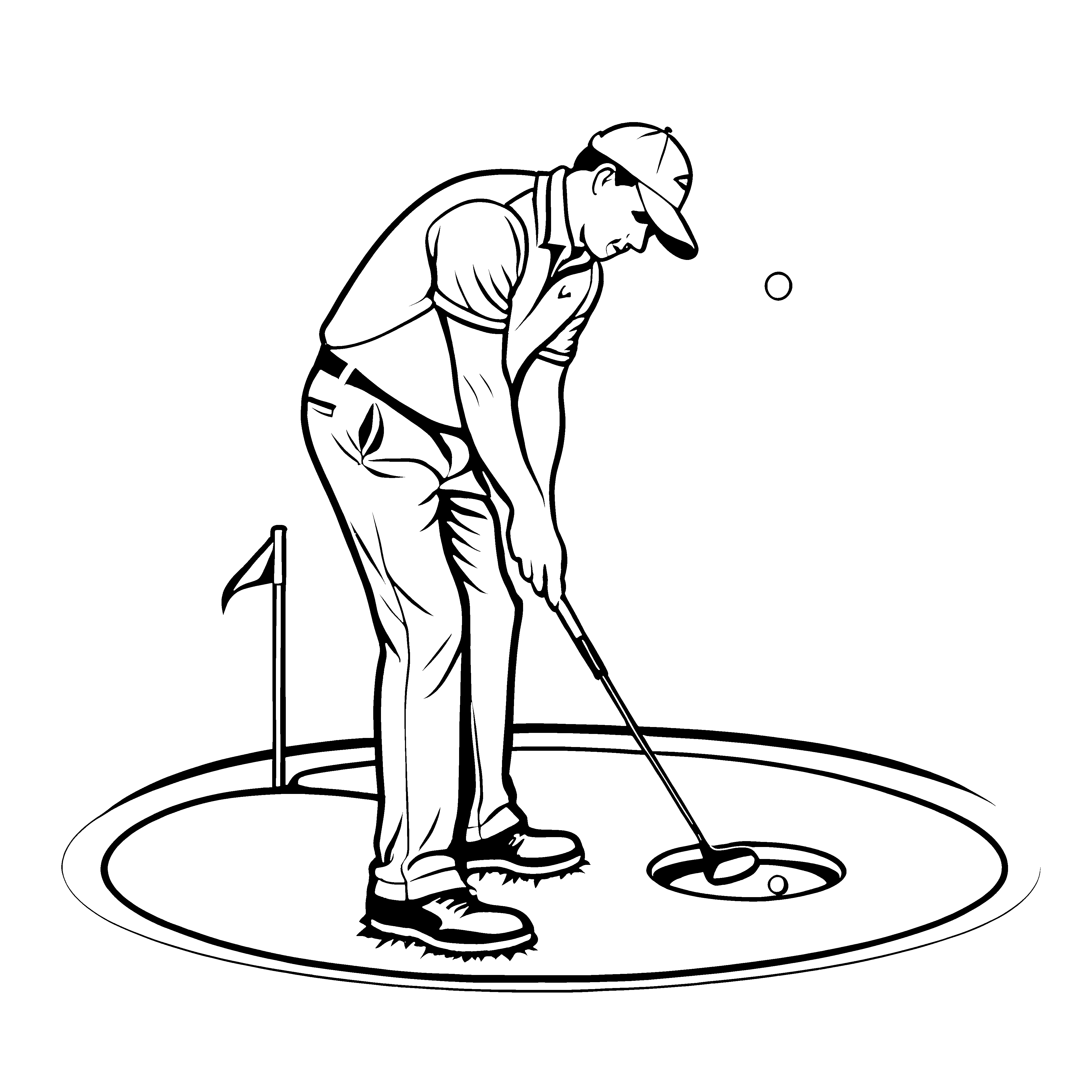 Witziger Golfspieler im eleganten Outfit Malvorlage für kreative Sportler mit Sinn für Humor