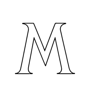 Magisches M in stilvollem Schwarz-Weiß-Design Malvorlage für kreative Wortzauberer