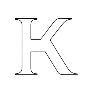 Fantasievolles K in leuchtendem Schwarz-Weiß Design Ausmalbild für neugierige Buchstabenliebhaber