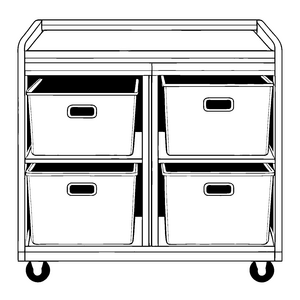 Schicker Rollschrank mit vier fantasievollen Schubladen Malvorlage für neugierige Ordnungskünstler