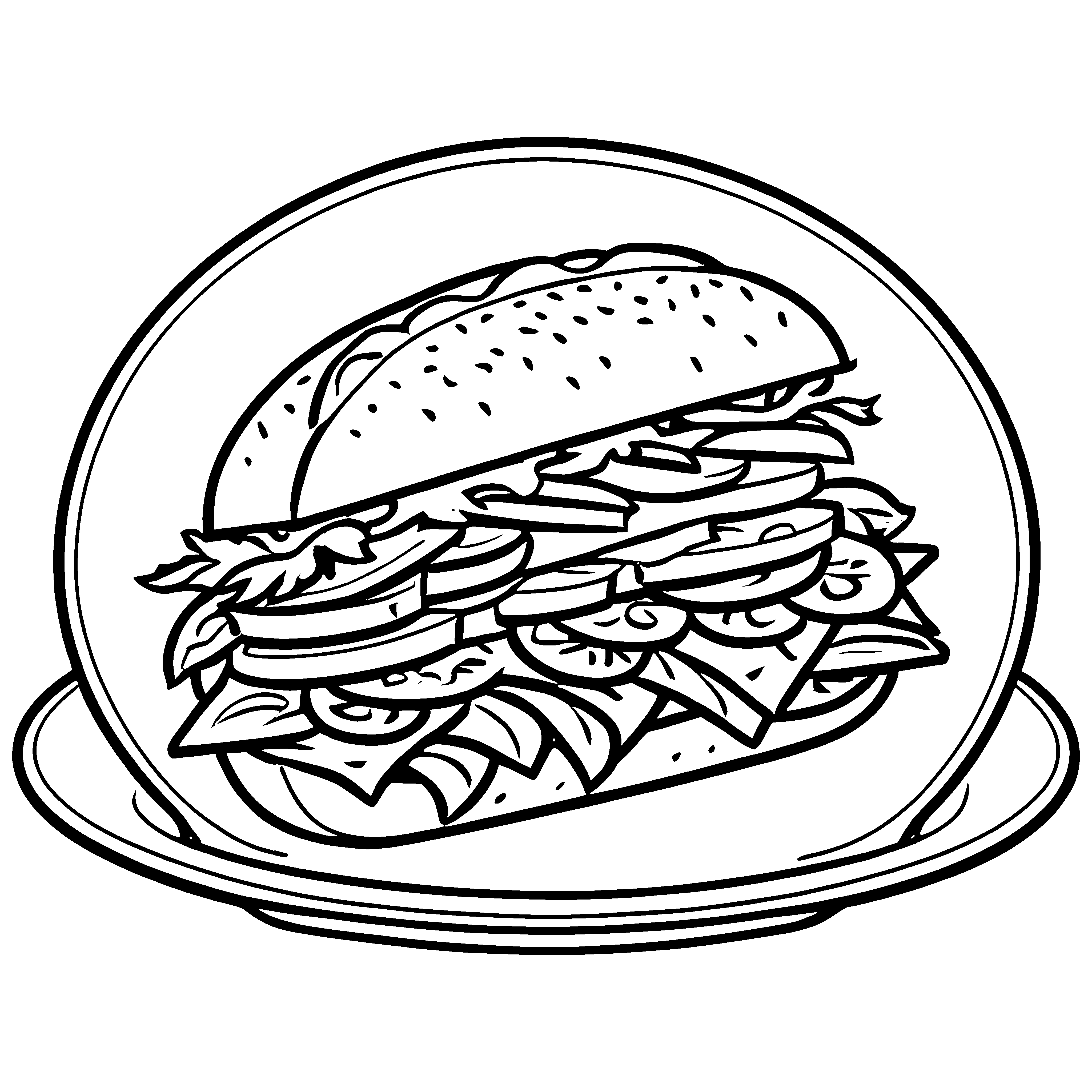 Bunter Döner mit knackigem Gemüse im Schalen-Design Ausmalbild für junge Küchenkünstler