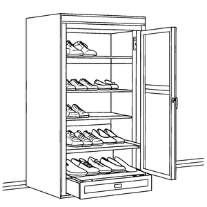 Funky Schuhschrank mit abwechslungsreichen Schuhen Malvorlage für neugierige Modeentdecker