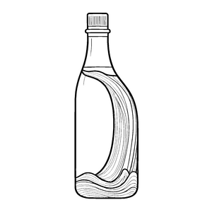 Faszinierende Flasche mit köstlicher Banane und flammendem Muster Ausmalmotiv für mutige Farbzauberer