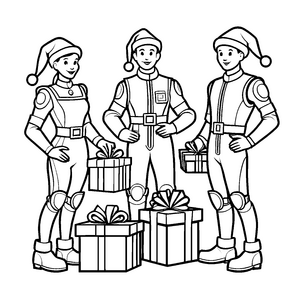 Fantastische Geschenketräger mit bunten Überraschungen Ausmalmotiv für abenteuerlustige Weihnachtsentdecker