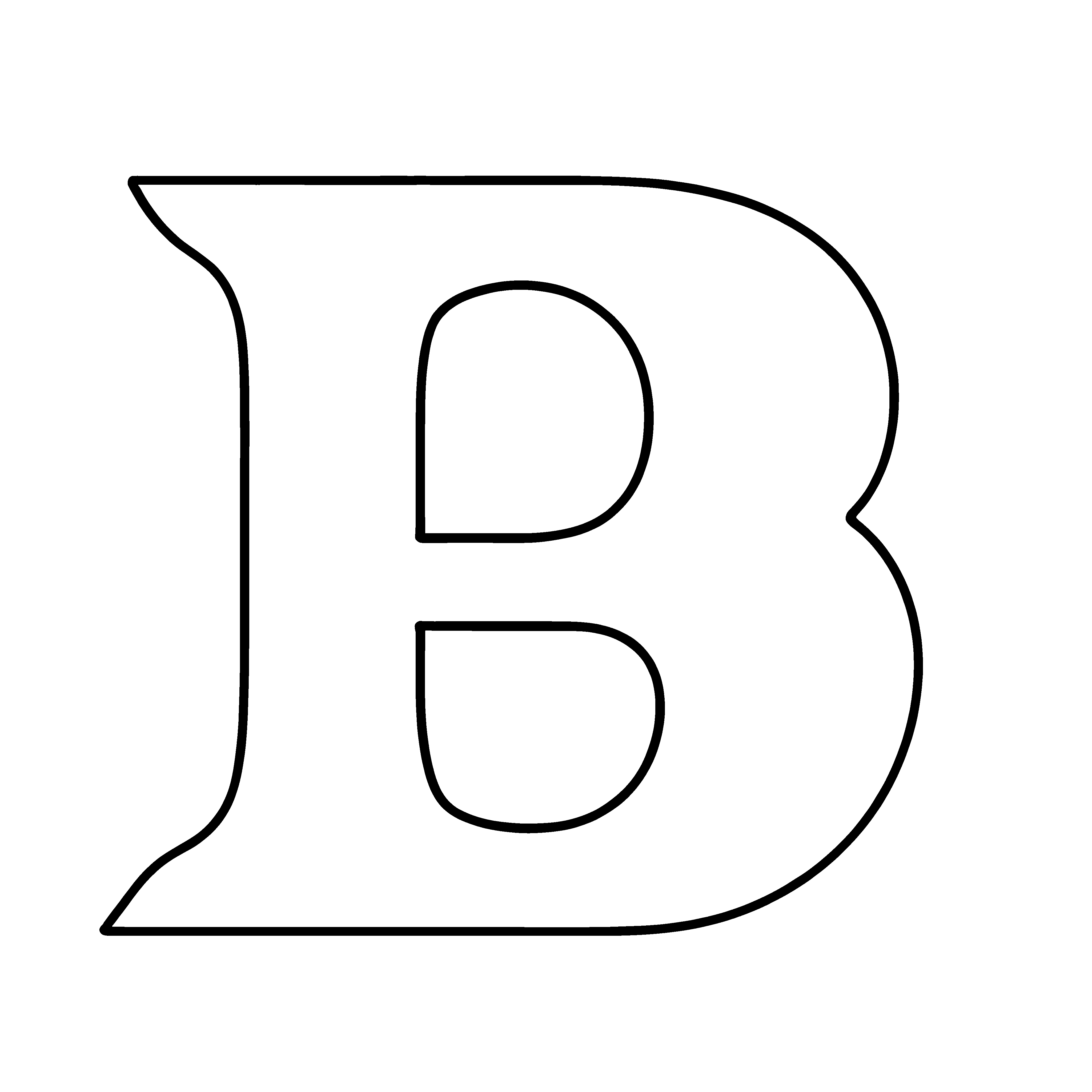 Bewegter Buchstabe B in dynamischem Schwarz-Weiß-Muster Malvorlage für junge Schriftzauberer