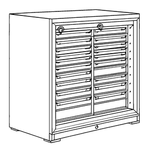 Vielseitiger Werkzeugschrank mit cleveren Fächern Ausmalbild für fantasievolle Bastelkünstler