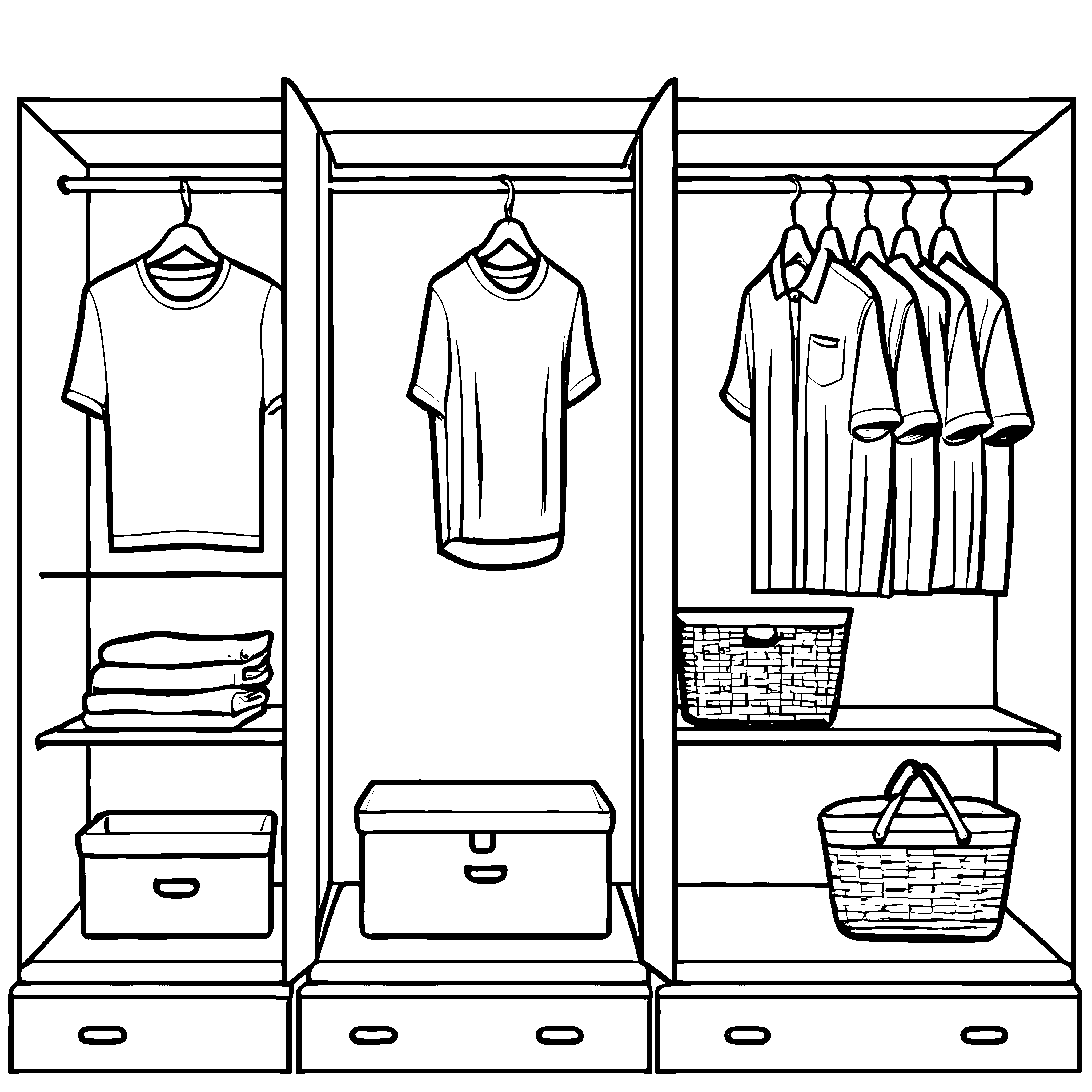 Schillernder Kleiderschrank mit bunten Accessoires und Fächern Ausmalbild für kleine Modeabenteurer
