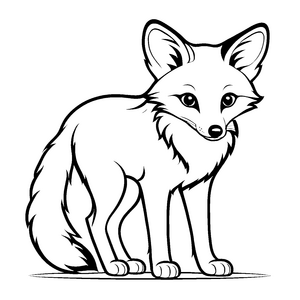 Überraschter Fuchs-Welpe mit neugierigem Blick Ausmalvorlage für abenteuerlustige Farbenzauberer