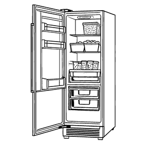 Voller Kühlschrank mit farbenfrohem Obst Ausmalmotiv für kleine Entdecker der Geschmackserlebnisse
