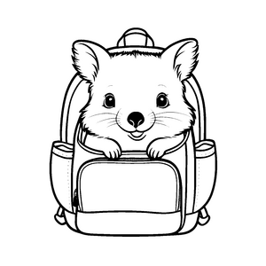 Niedlicher Baby-Wombat in bunter Schultertasche Ausmalmotiv für neugierige Entdeckerinnen